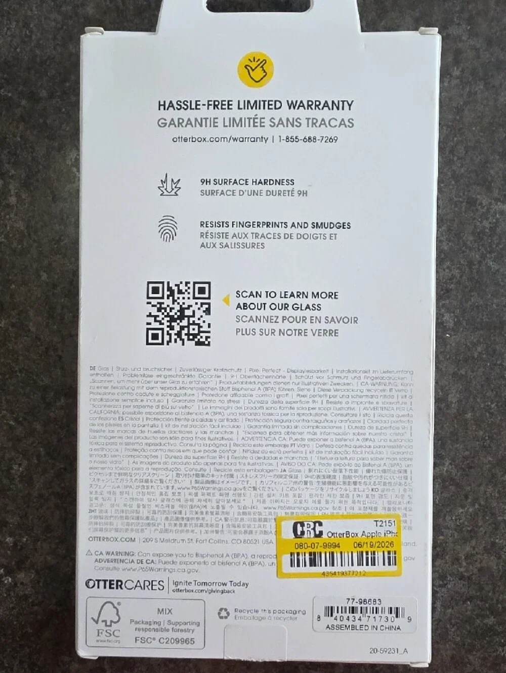 OtterBox Glass Screen Protector - White/Clear Packaging